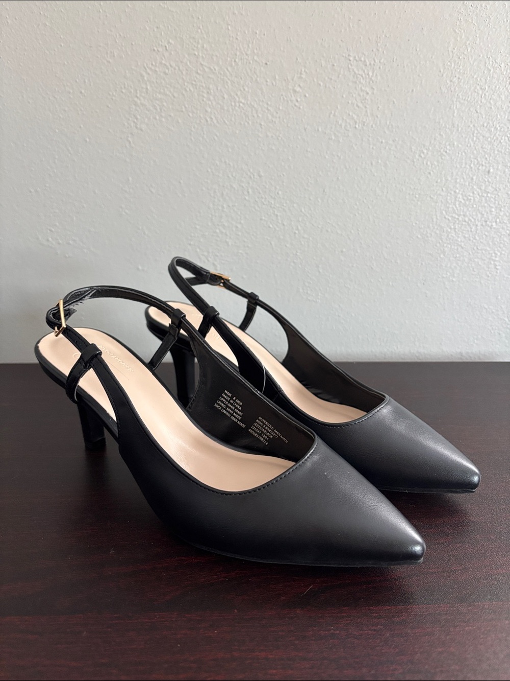 Apt. 9 Black Pointed Leather Slingback Mules - Picture 1 of 16